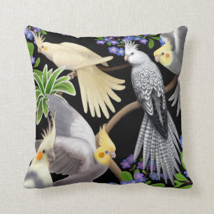 Cockatiels im Vergissmeinnicht-Kissen Kissen