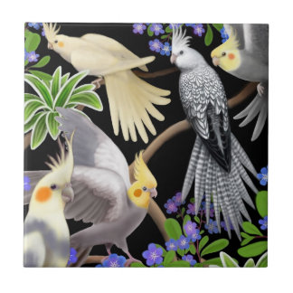 Cockatiels in der Vergissmeinnicht-Fliese Fliese