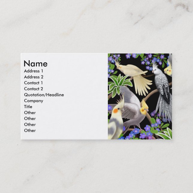 Cockatiels-Visitenkarte Visitenkarte (Vorderseite)