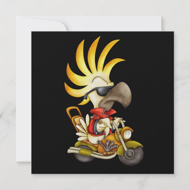 Cockatoo Biker - SRF Einladung (Vorderseite)