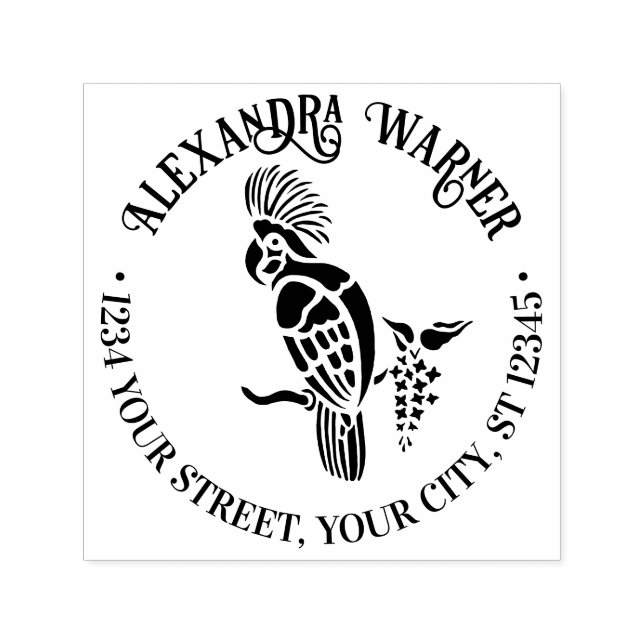 Cockatoo Bird Silhouette Name Rücksendeadresse Permastempel (Design)