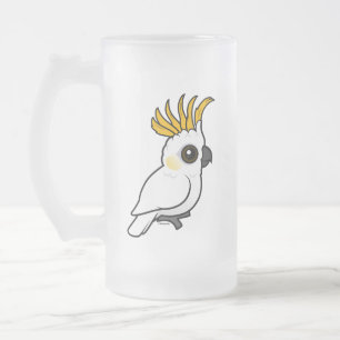 Cockatoo Gelb-mit Haube (Wappen oben) Mattglas Bierglas