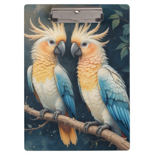 Cockatoo Parrot Couple Klemmbrett