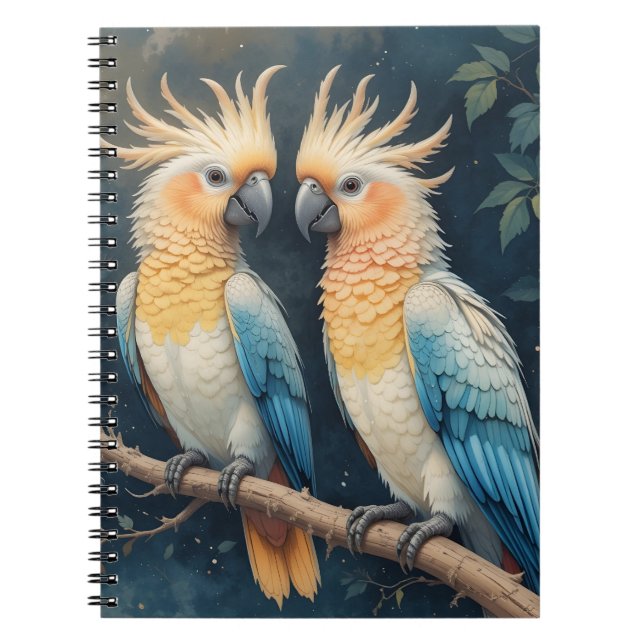 Cockatoo Parrot Couple Notizblock (Vorderseite)