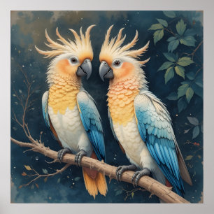 Cockatoo Parrot Couple Poster