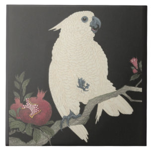 Cockatoo und Granatapfel von Ohara Koson Fliese