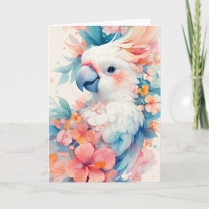 Cockatoo unter den lebhaften Blüten Karte
