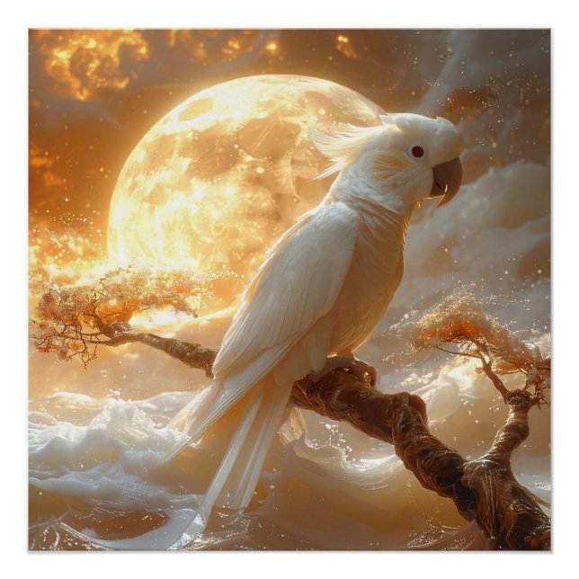 Cockatop Parrot Fantasy Dreamscape Poster (Vorderseite)