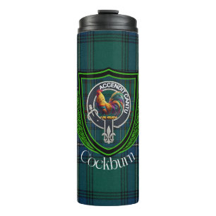 Cockburn schottischer Clan-Tartan und -Wappen Thermosbecher