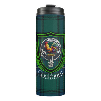 Cockburn schottischer Clan-Tartan und -Wappen Thermosbecher