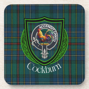 Cockburn schottischer Clan Tartan & Wappen Getränkeuntersetzer