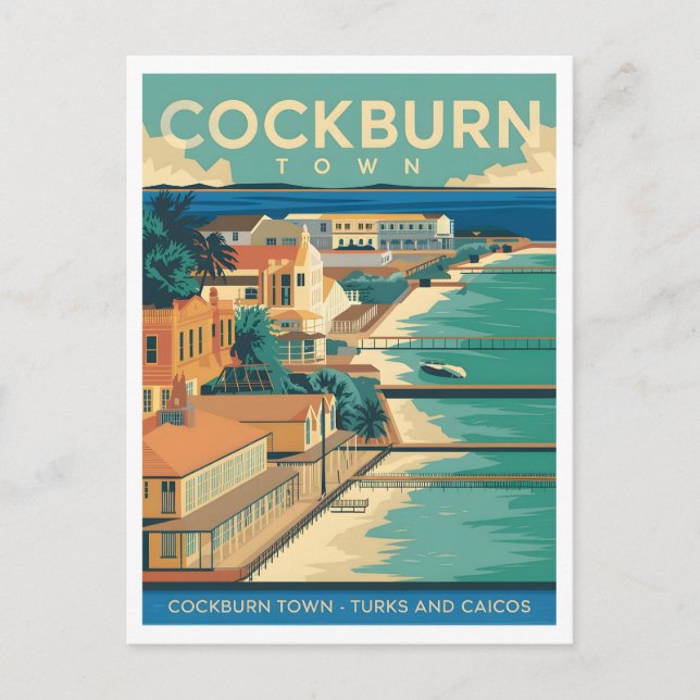 Cockburn Tower Turks und Caicos Vintag Postkarte (Vorderseite)