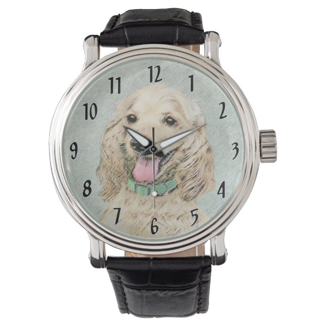 Cocker Spanel Buff Painting - Original Dog Art Armbanduhr (Vorderseite)