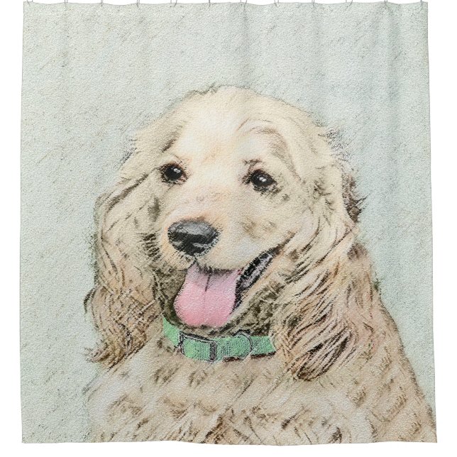Cocker Spanel Buff Painting - Original Dog Art Duschvorhang (Vorderseite)