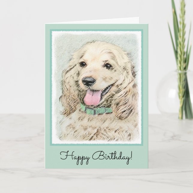 Cocker Spanel Buff Painting - Original Dog Art Karte (Vorderseite)