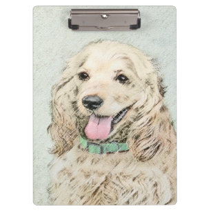 Cocker Spanel Buff Painting - Original Dog Art Klemmbrett