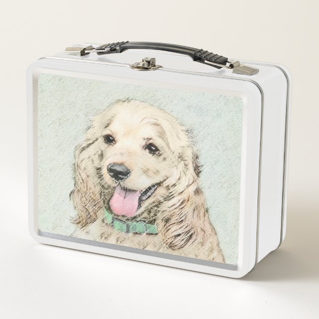 Cocker Spanel Buff Painting - Original Dog Art Metall Brotdose (Vorderseite)
