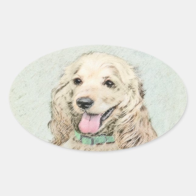 Cocker Spanel Buff Painting - Original Dog Art Ovaler Aufkleber (Vorderseite)