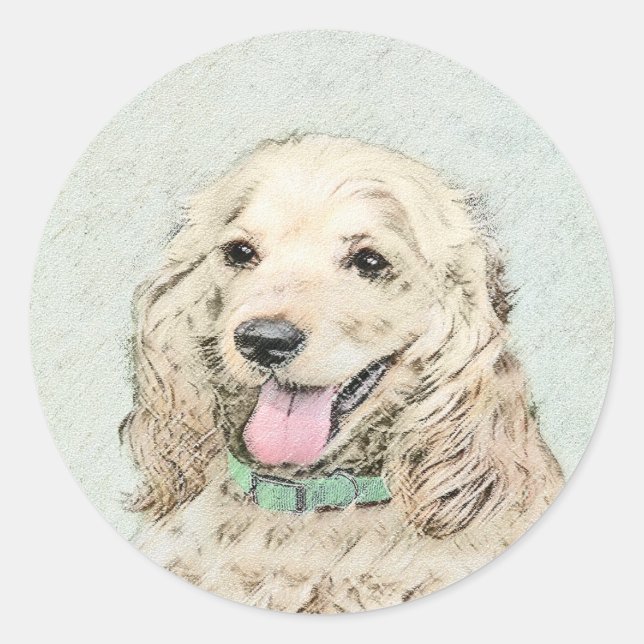 Cocker Spanel Buff Painting - Original Dog Art Runder Aufkleber (Vorderseite)