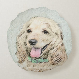 Cocker Spanel Buff Painting - Original Dog Art Rundes Kissen