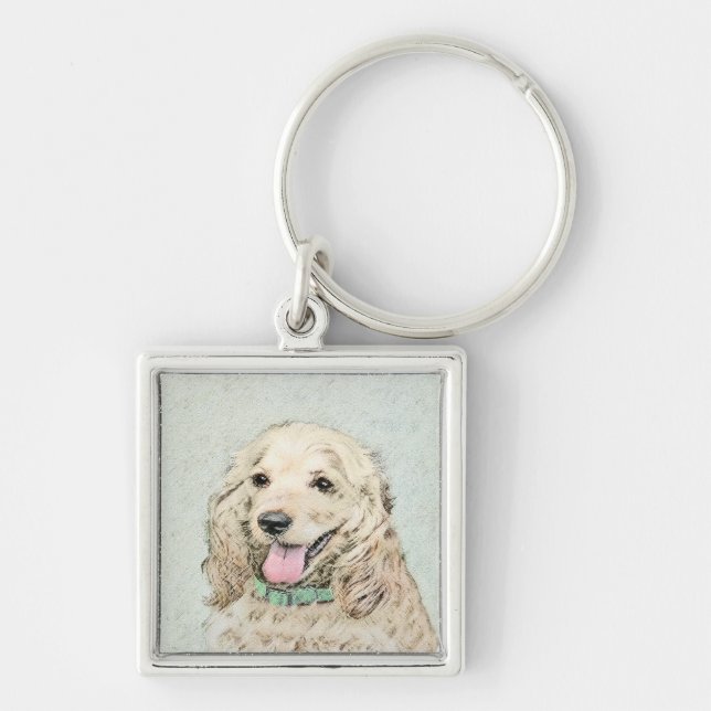 Cocker Spanel Buff Painting - Original Dog Art Schlüsselanhänger (Vorne)