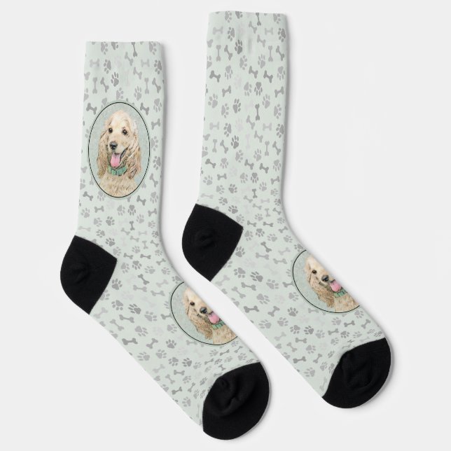 Cocker Spanel Buff Painting - Original Dog Art Socken (Rechts)