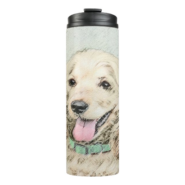 Cocker Spanel Buff Painting - Original Dog Art Thermosbecher (Vorderseite)