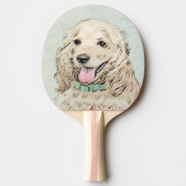 Cocker Spanel Buff Painting - Original Dog Art Tischtennis Schläger (Vorderseite)