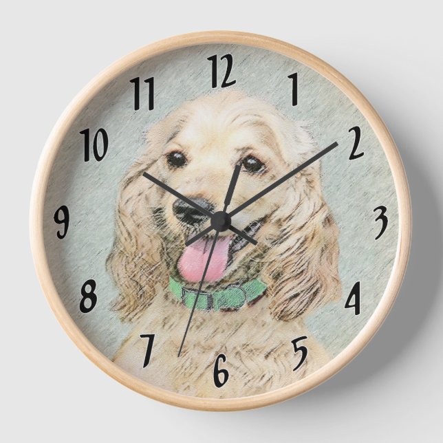 Cocker Spanel Buff Painting - Original Dog Art Uhr (Vorderseite)