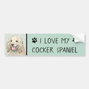 Cocker Spanel Buff Painting - Original Hund Kunst Autoaufkleber