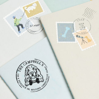 Cocker Spanel Custom Family Rücksendeadresse Gummistempel