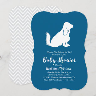 Cocker Spanel Dog Baby Shower Boy Blue Einladung