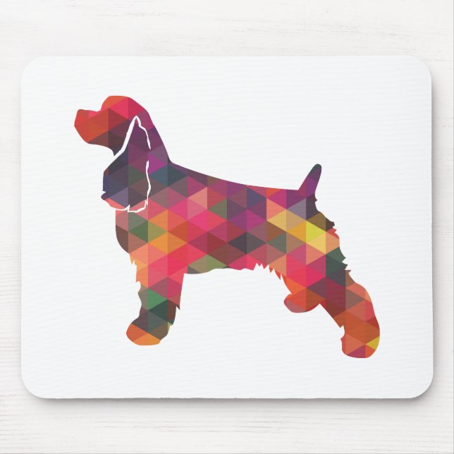 Cocker Spanel Dog Geometric Muster Silhouette Mousepad (Vorne)