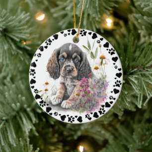 Cocker Spanel Dog Paws Hearts Pet Foto Keramik Ornament