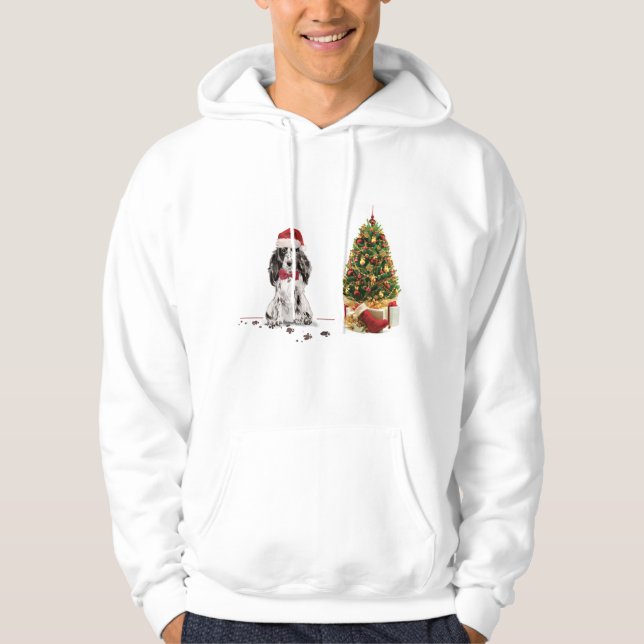 Cocker Spanel Funny Christmas Dog mit Baum Hoodie (Vorderseite)