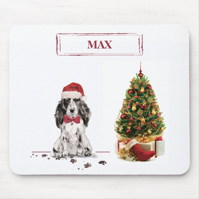 Cocker Spanel Funny Christmas Dog mit Baum Mousepad (Vorne)