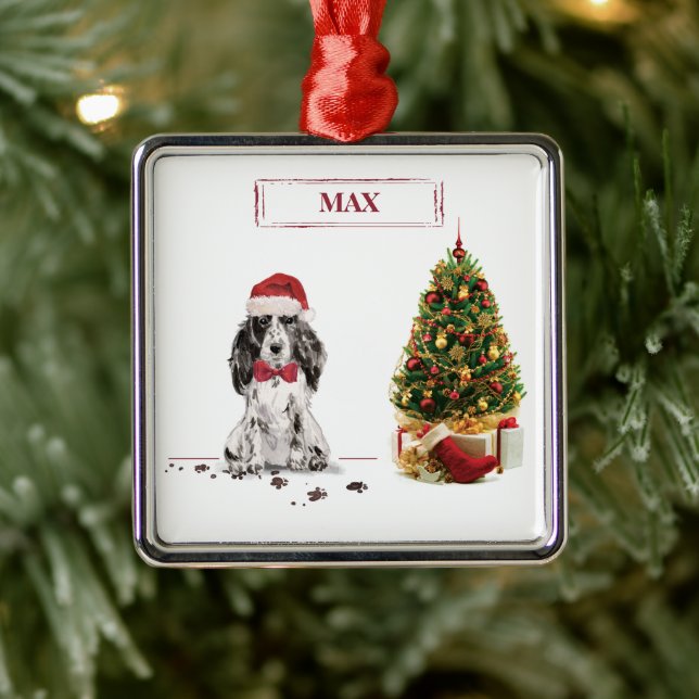 Cocker Spanel Funny Christmas Dog mit Baum Ornament Aus Metall (Baum)
