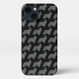 Cocker Spanel Hund Niedliche Silhouette Grid Black iPhone Hülle