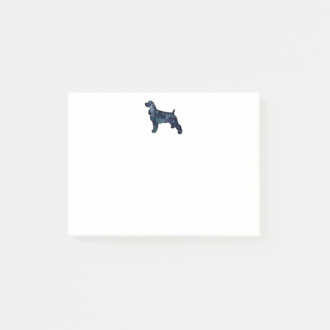 Cocker Spanel Hund Silhouette Black Watercolor Post-it Klebezettel (Vorderseite)