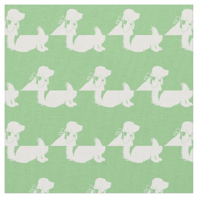 Cocker Spanel Hund Silhouette Pet Sage Green Stoff (Nahaufnahme)