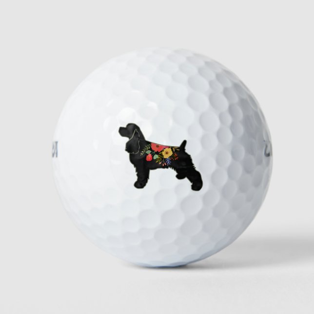 Cocker Spanel Hund züchten Bohemischen Blumensatte Golfball (Vorderseite)