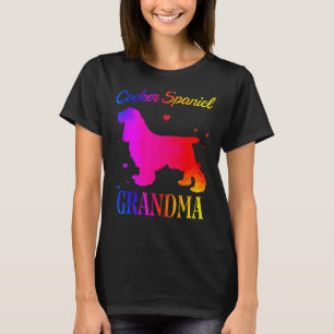 Cocker Spanel Oma Vintag Watercolor Hund Mama T-Shirt