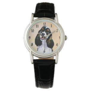Cocker Spanel (Parti) Malerei - Original Dog Art Armbanduhr