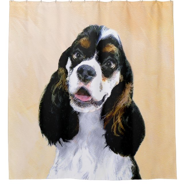 Cocker Spanel (Parti) Malerei - Original Dog Art Duschvorhang (Vorderseite)