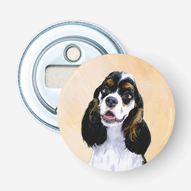 Cocker Spanel (Parti) Malerei - Original Dog Art Flaschenöffner (Vorderseite)