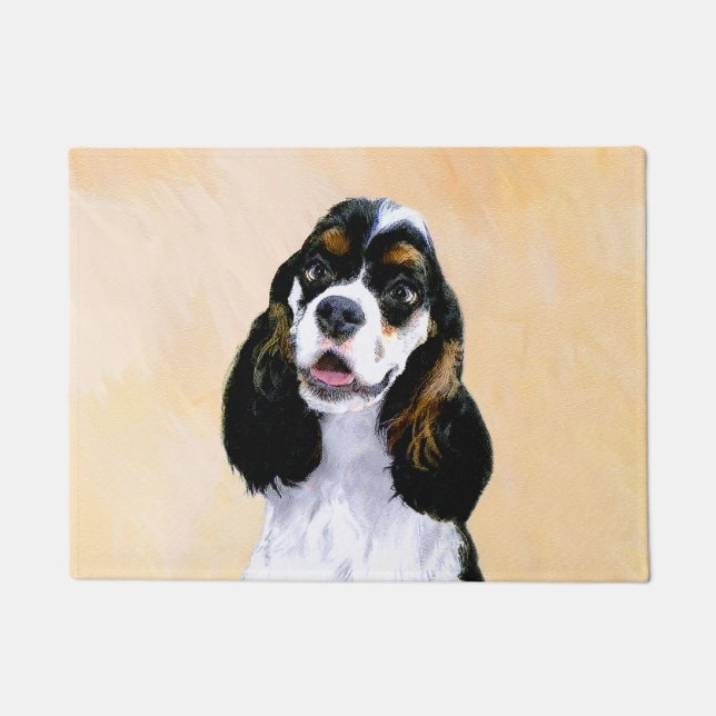 Cocker Spanel (Parti) Malerei - Original Dog Art Fußmatte (Vorderseite)