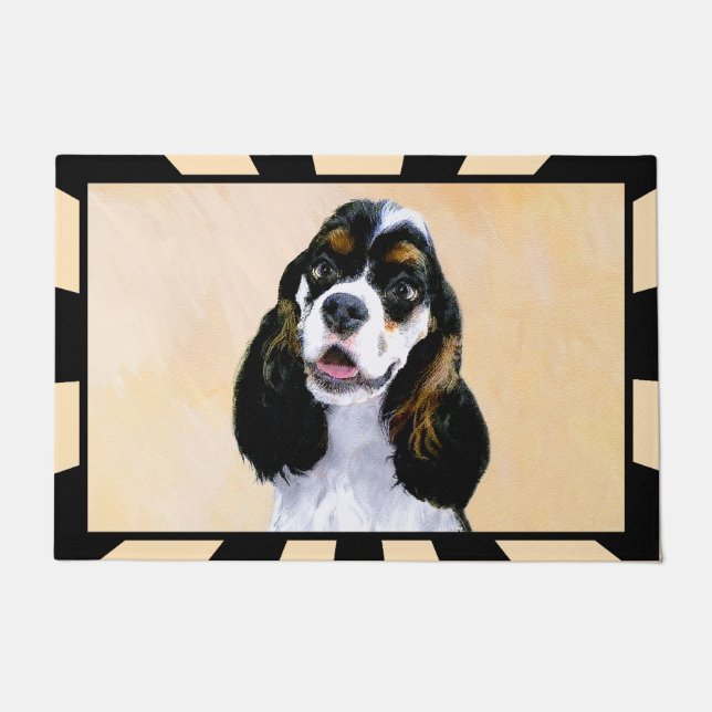 Cocker Spanel (Parti) Malerei - Original Dog Art Fußmatte (Vorderseite)