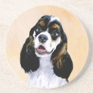 Cocker Spanel (Parti) Malerei - Original Dog Art Getränkeuntersetzer