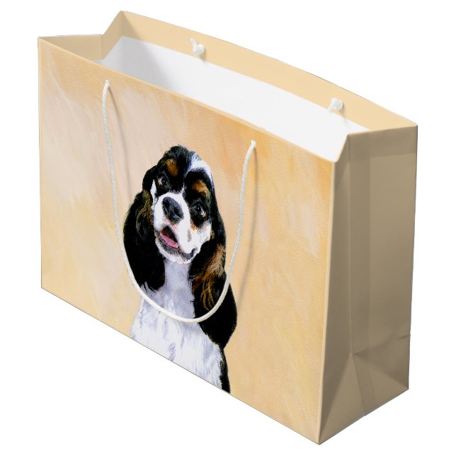 Cocker Spanel (Parti) Malerei - Original Dog Art Große Geschenktüte (Rückseite Schrägansicht)