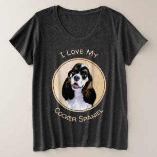 Cocker Spanel (Parti) Malerei - Original Dog Art Große Größe T-Shirt
